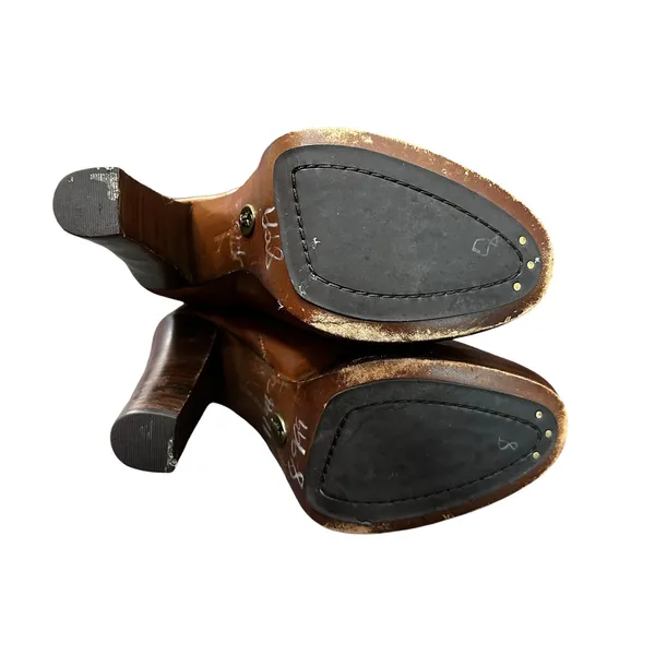 FRYE Size 8 Donna‎ Chelsea Boots Brown Leather Ankle Boots Stacked Heel - Image 9