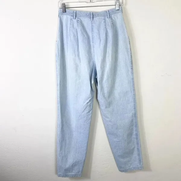 Vintage Woolrich Light Wash Pleated Denim High Rise Mom Jeans Size 10 - Image 2