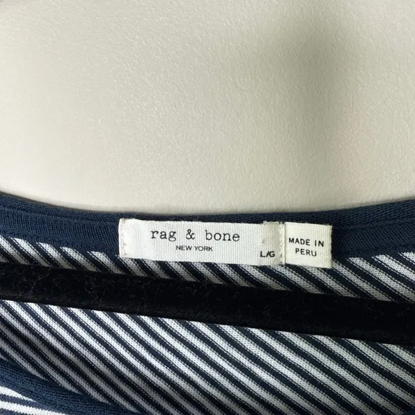 Rag & Bone Striped Kit Dress Size‎ Large Long Sleeved Knit Yarn Dyed Navy White - Image 5