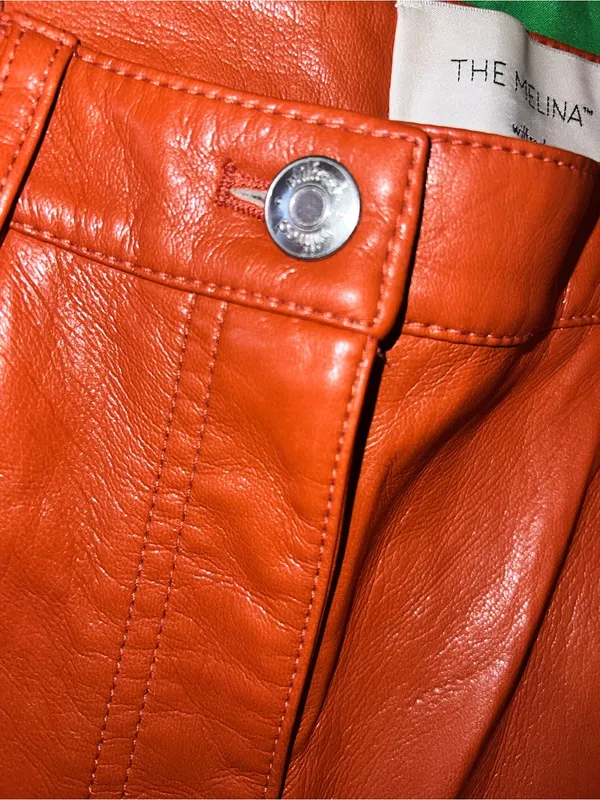 Wilfred The Melina High-Rise Faux Leather Straight Leg Jeans Rust Orange size 4 - Image 6