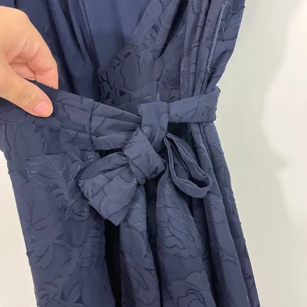 Anthropologie Hutch XS Navy Blue Alden Wrap Lace Floral Maxi Dress - Image 8