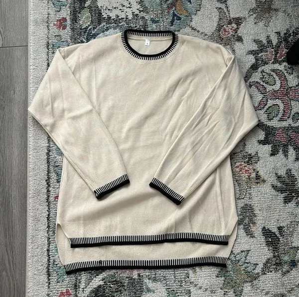 Cream and black sweater lounge set Tan - Image 4