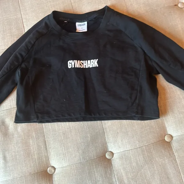 Gymshark Long Sleeve Spellout Logo Cropped Top Size Small - Image 3