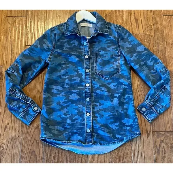 Blank NYC camo snap front denim shacket button down xs - Image 9