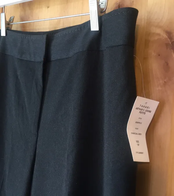 Tahari ASL Charcoal Gray Cuffed Trouser Pants $89 NWT 12P - Image 3