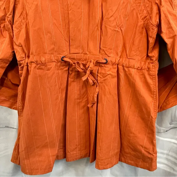 Y2K Utility Cargo Pinstripe Zip Up Roxy Orange Hooded Jacket Embroidered - Image 7