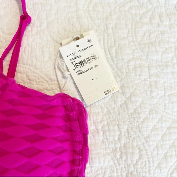 NWT Good American Pink Jacquard Bikini Top Demi Cup Size 3 Large L - Image 3