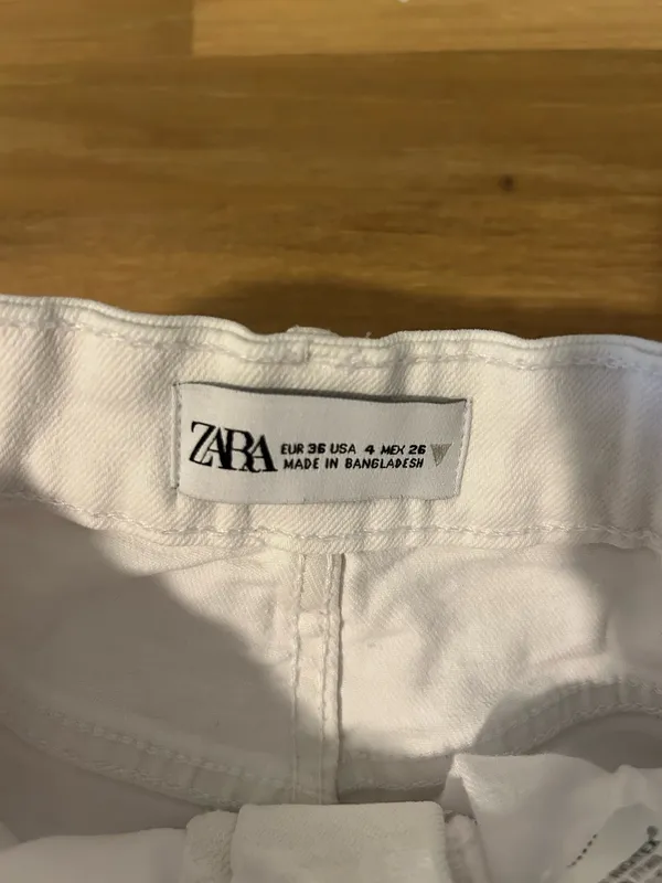 Zara White High Waisted Denim Shorts - Image 2