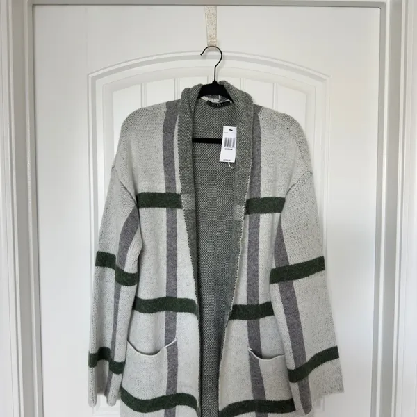 Cyrus Women’s Medium Gray ‎Open Front long Coatigan Cabincore Preppy Cottagecore - Image 7