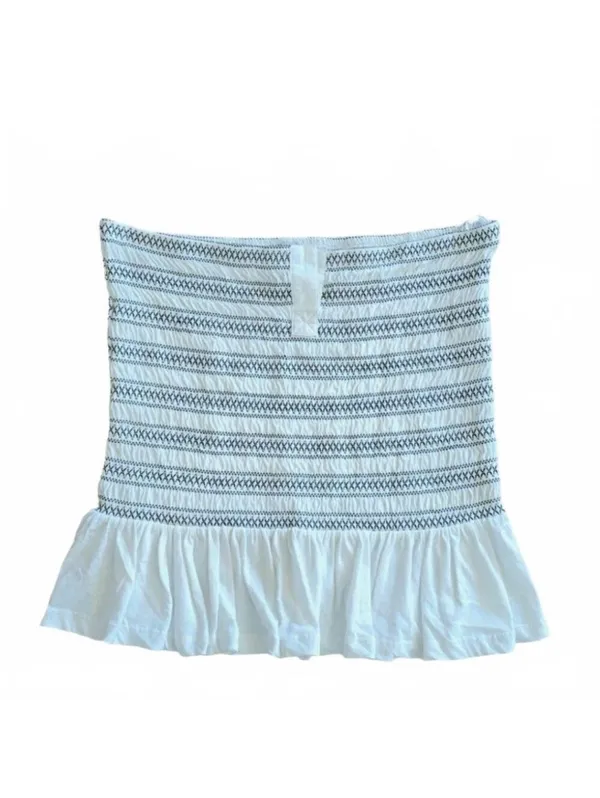 Anthropologie Maeve Tube Top Smocked White Size XLarge Ruffle feminine beach - Image 4
