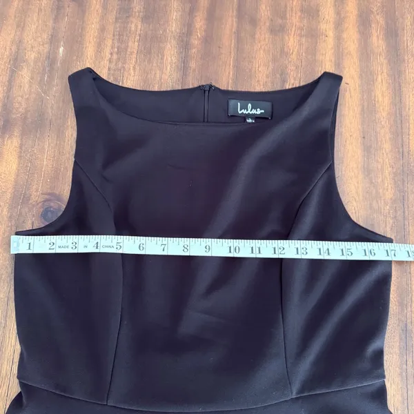 Lulus Black Sleeveless Skater Dress Boatneck Fit Flare Womens Large w pockets‎ - Image 9
