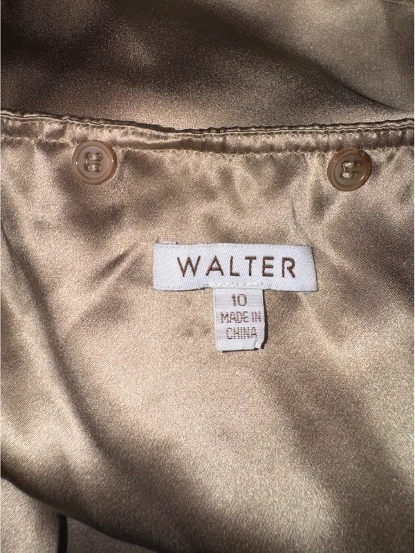 Walter Beige Satin Halter Top with Tie Back 100% Silk - Image 5