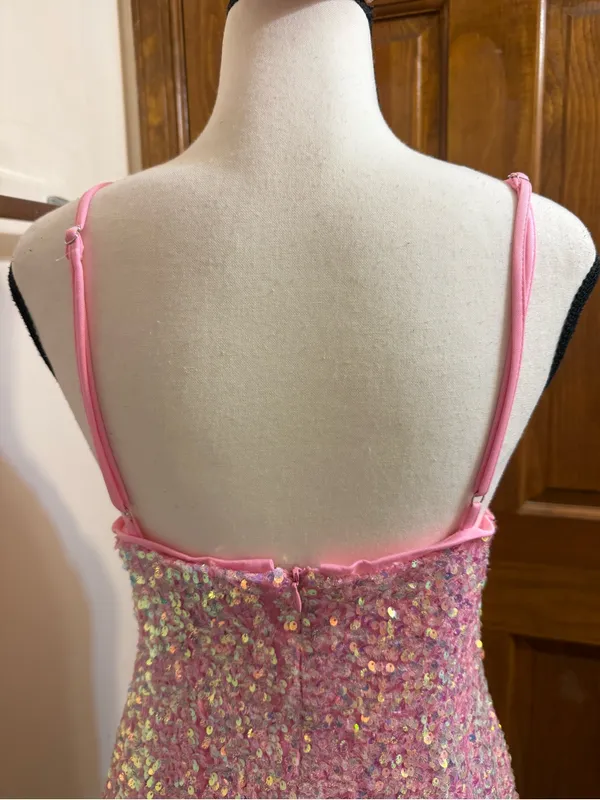 Lulu’s Pink Sequin Spaghetti-Strap Mini Dress - Image 4