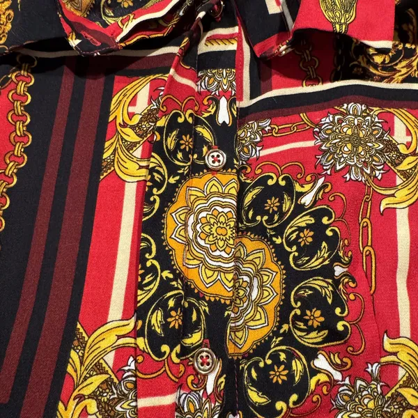 Bebop Y2K Baroque Mini Dress Red Abstract Bold Maximalist Old Money Statement Large - Image 4