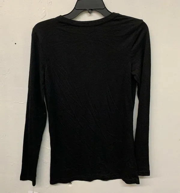 Caslon Womens Black Solid Pima Cotton Long Sleeve Crewneck T-Shirt - Image 3