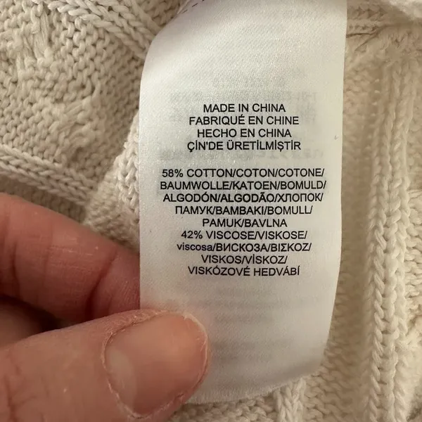 Lauren Ralph Lauren‎ Womens Large Ivory Cable Knit Sweater Minimalist Fisherman - Image 8