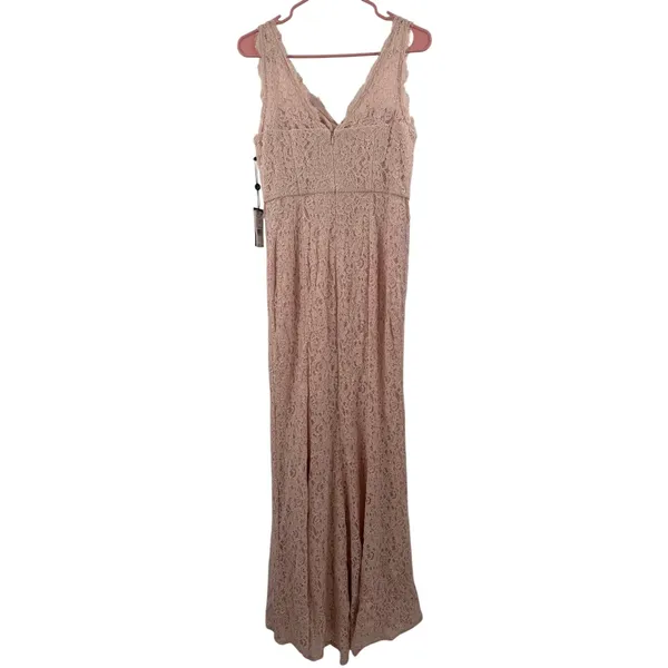 Adrianna Papell Dress Women’s Size 4 NWT Lace Maxi Gown Pink Wedding Bridesmaid - Image 3