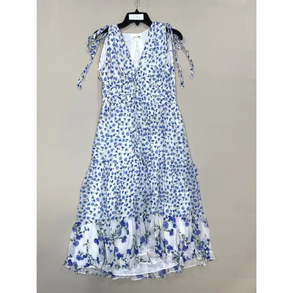 Shoshanna Helena Dress Blue Floral Sleeveless Lightweight Midi Size 2 - Image 4