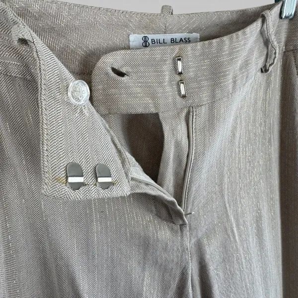 Bill Blass Vintage Womens Beige Gold Metallic Herringbone Wide Leg Dress Pants 6 - Image 5