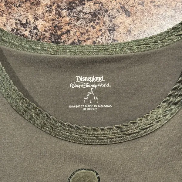 Disney Disneyland Top 3/4 Sleeve Mickey Mouse Y2K 90s Casual Streetwear Green Sz Large - Image 3