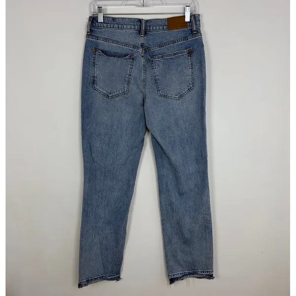 Madewell Mid-Rise 90s Straight Leg Jeans Blue Denim Released Hem‎ Boho Size 27 - Image 6