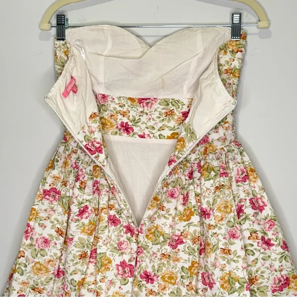 🍁 Minuet Cottagecore Floral Boho Strapeless Mini Party Cocktail Dress‎ Small - Image 8