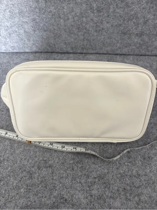 C Cream Leatherette Wristlet Cosmetic Pouch with Gold C Accent - Image 6
