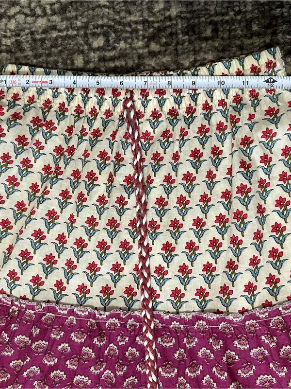 Luna Llena Women’s Size XS Red Cream Paisley Bohemian Tiered Maxi Skirt - Image 7