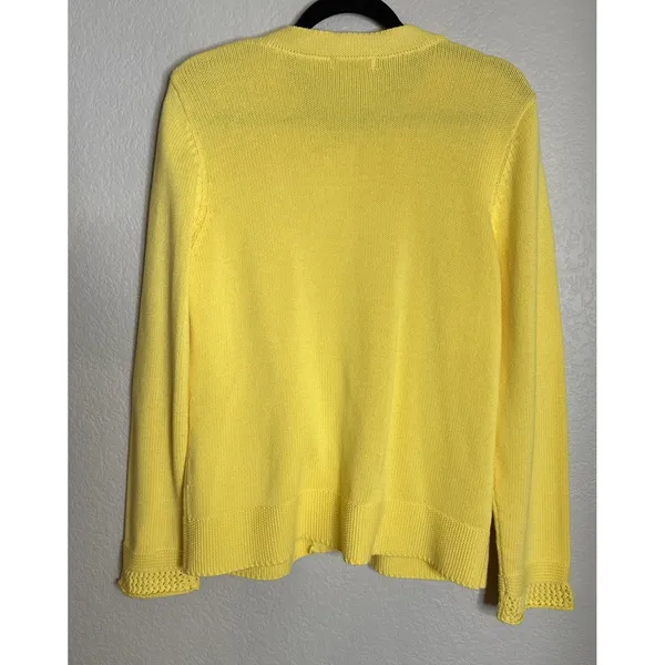 Orvis Womens‎ Medium Yellow Button Front Cardigan Sweater Knit Preppy Career - Image 2