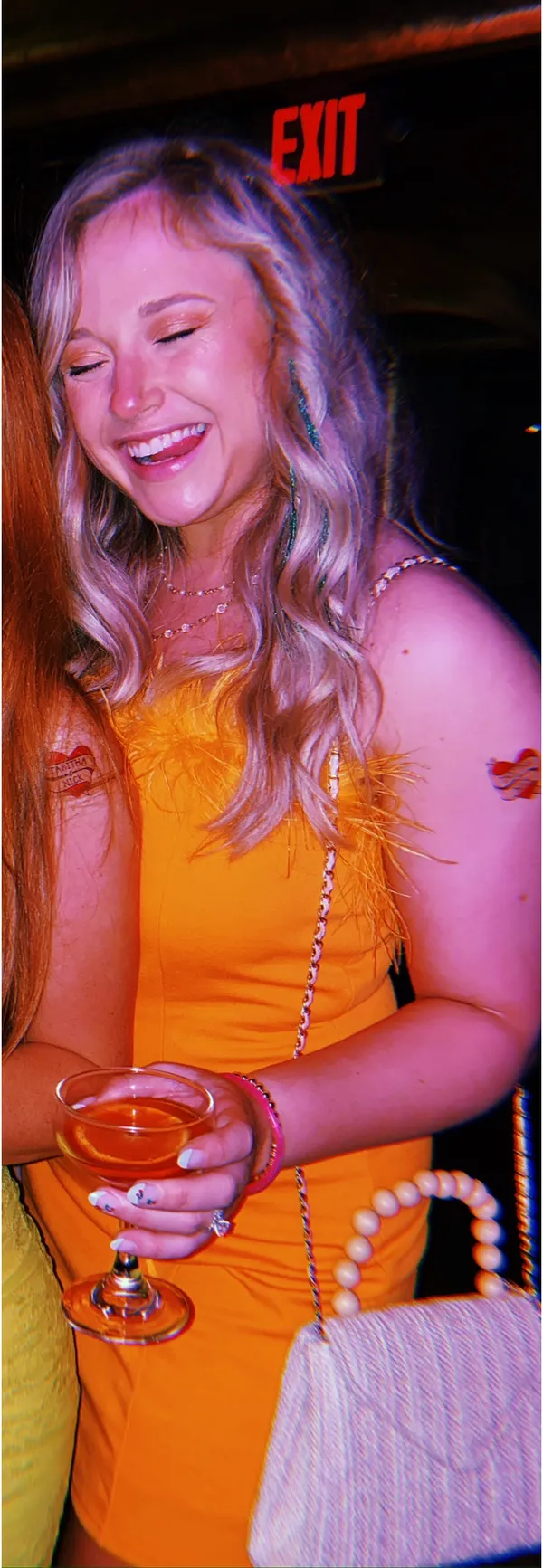 Peppermayo strapless feather dress mini bodycon tangerine neon starlight dancer - Image 2