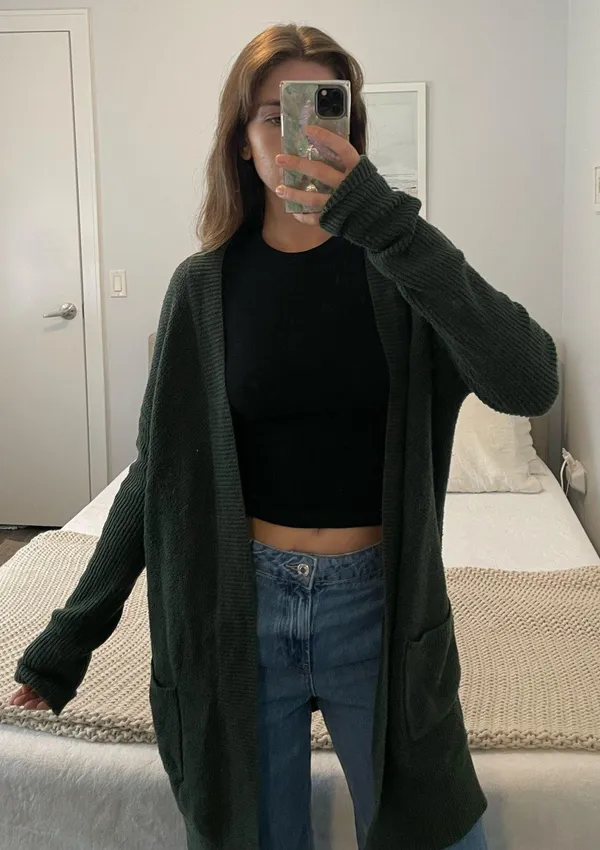 Long Knit Green Cardigan - Image 2