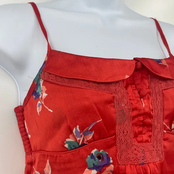 American Eagle Y2K Babydoll Top Sz XS Coquette Satin Festival Smocked Cottage - Image 3
