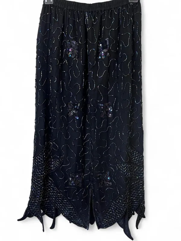Women’s Black Beaded Midi Skirt Size Small Whimsical Fairy Goth Mermaidcore - Image 5