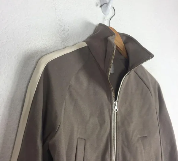 Everlane The Dream Zip-Up Side Stripe Sporty Knit Crop Jacket In Clay XS - Image 9