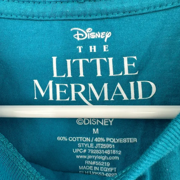 Disney Size M The Little Mermaid Crew Neck T-Shirt Blue Little‎ Mermaid Print - Image 3