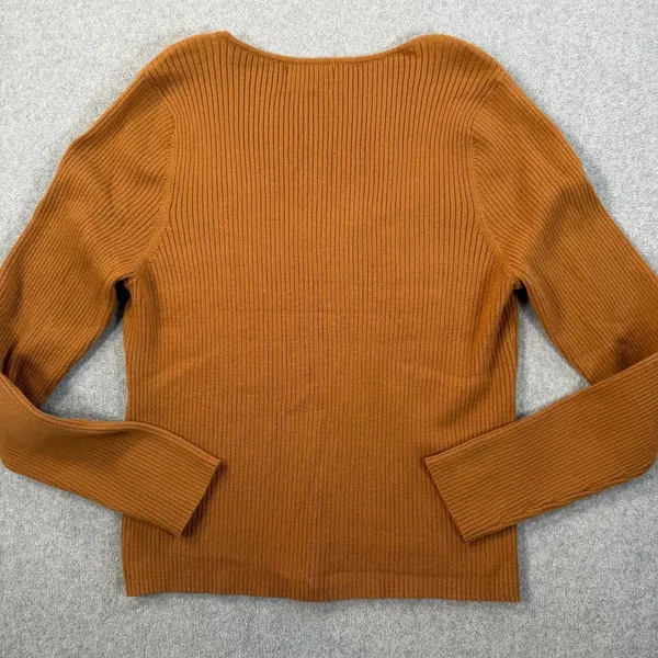 Old Navy Women's XL Brown Ribbed Knit Sweetheart Neckline Long Sleeve Sweater - Image 10