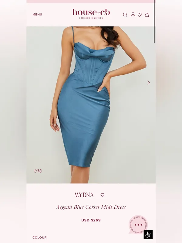 House of CB Myrna Aegean Blue Corset Midi Dress XS - Image 2