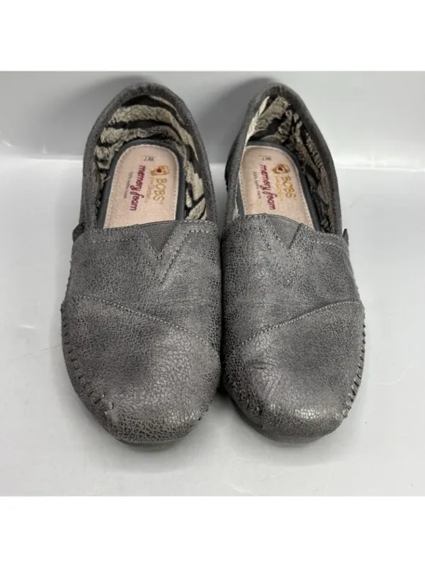 Skechers Bobs Rain Dance Flats Shoes Women 7 Gray Faux Leather Walking Slip On - Image 3
