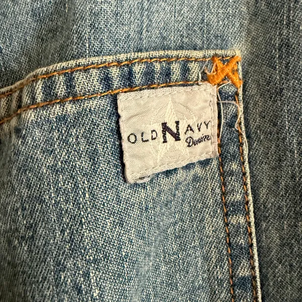 90s Vintage Old Navy Baggy Wide Leg Carpenter Blue Jeans | Size 6 - Image 6