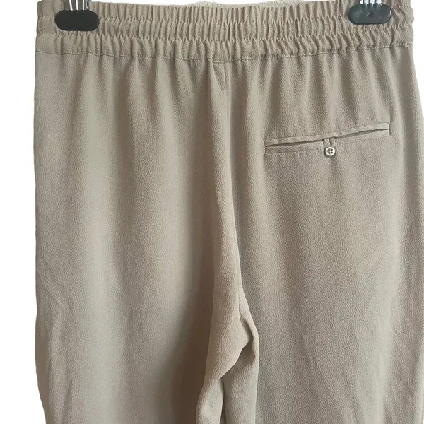 Zara‎ Women Minimalist Crinkle Lounge Pants XS Tan Tapered Elastic Waist Casual - Image 4