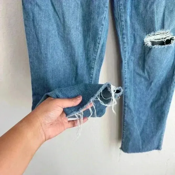 Madewell‎ The Perfect Vintage High Rise Distressed Raw Hem Jeans Women's Size 31 - Image 7