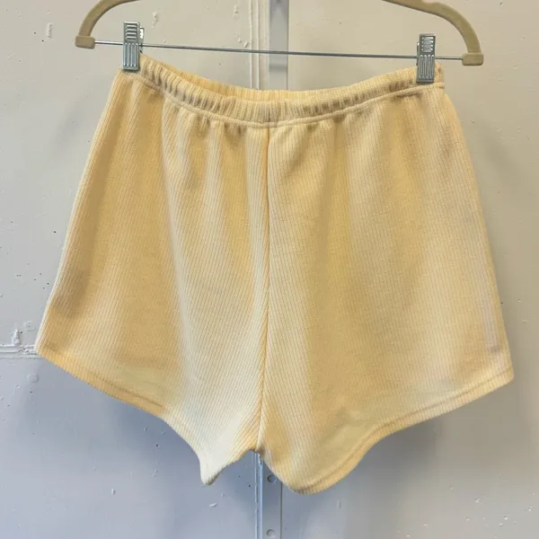 Sabo Skirt Ribbed‎ Knit Lounge Shorts Butter Yellow Elastic Waist Drawstring Sm - Image 2