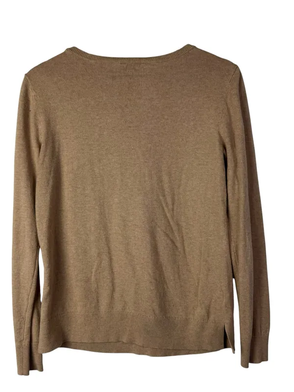 Ann Taylor LOFT Camel Brown Cotton Crewneck Sweater S - Image 2