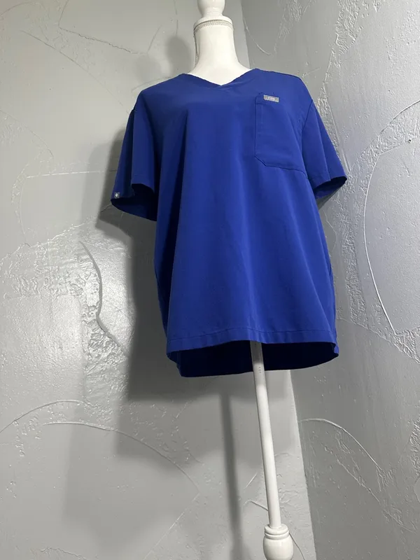 Figs Technical Collection V-Neck Scrub Top in Cobalt Blue - Image 10
