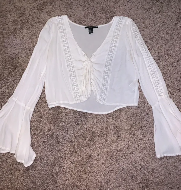 flare crop top White - Image 2