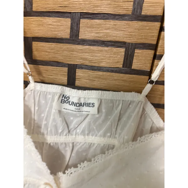 No Boundaries Cream Cotton Babydoll Cami with Crochet Trim Size‎ Small - Image 6