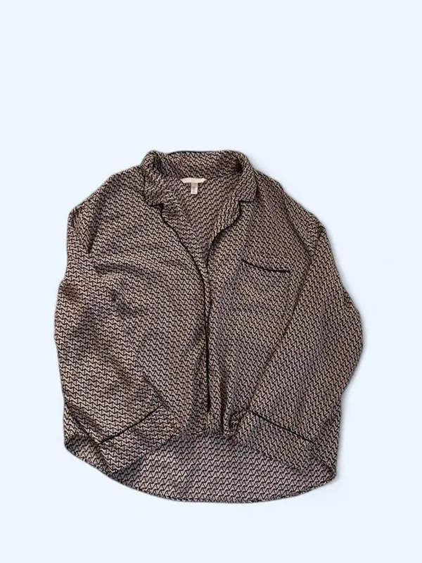 Geometric pattern brown lounge set blouse and pants size M by H&M - Image 4