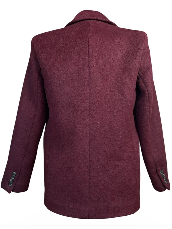 Abercrombie Wool Blend Blazer Jacket in Burgundy Size Small Officewear Preppy - Image 3