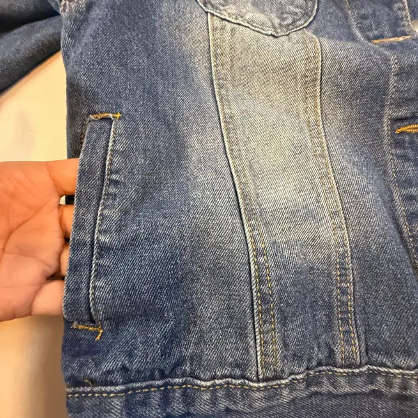 Between Us Womens Medium Wash Denim Jacket Blue Cotton Button Front Size L - Image 6