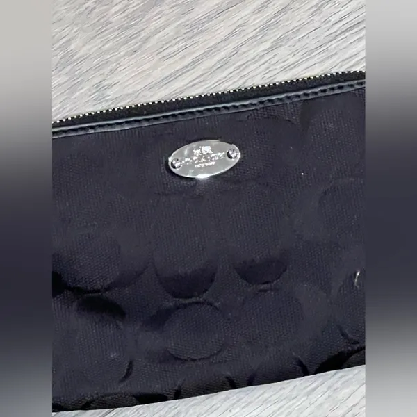 Coach Black Logo Strap, Zip Wristlet/Wallet - Image 3